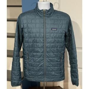 Men's Size Small Patagonia Nano Puff Insulated Full Zip Abalone Blue Jacket Coat
